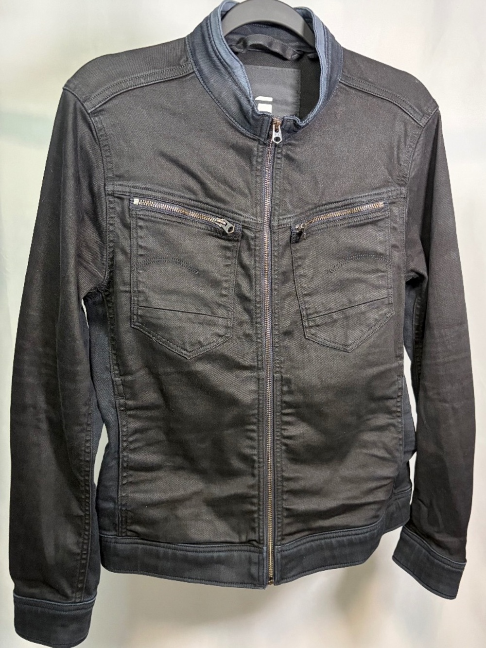 G-Star RAW Arc Zip PM 3D Slim Jacket Black Coated Denim Moto S